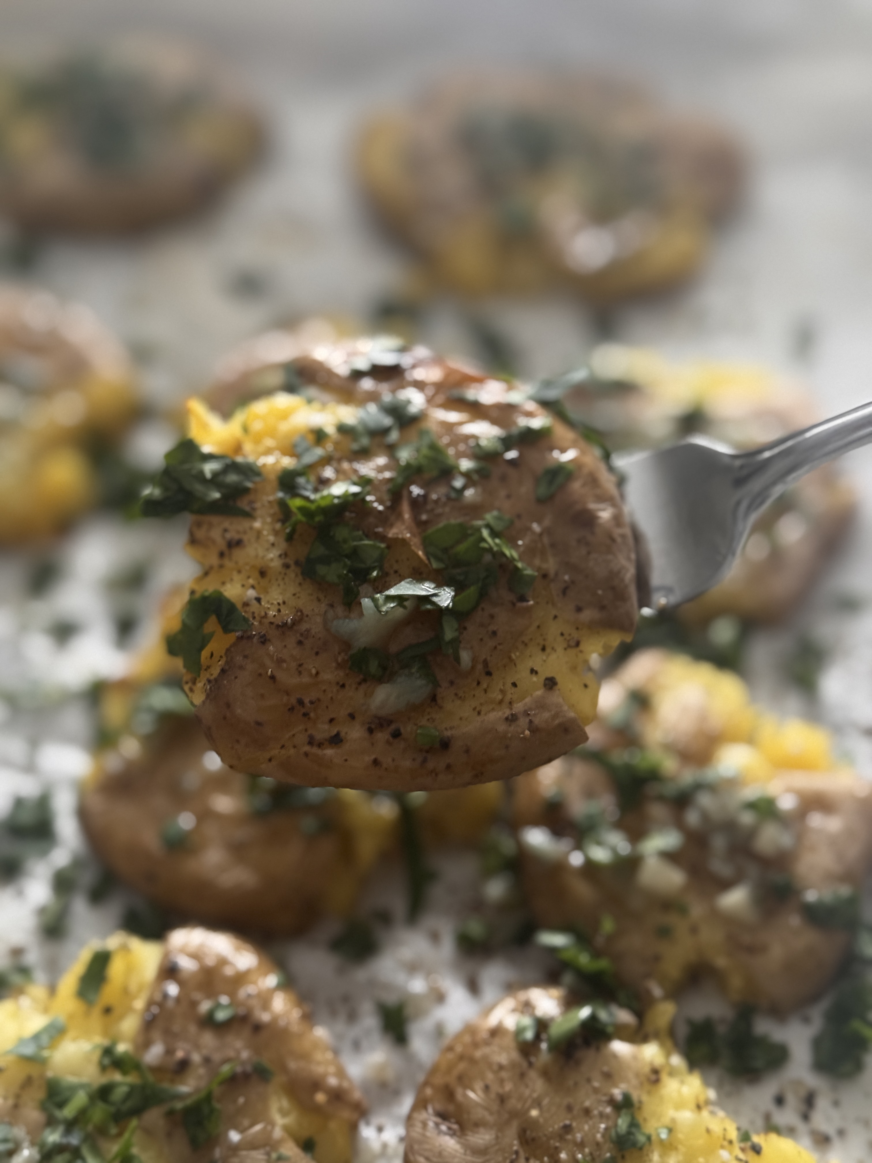 Smashed Lemon Garlic Potatoes
